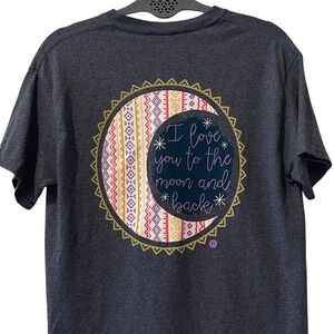 Girlie Girl Love You to the Moon and Back Boho Graphic Womens T‑Shirt M